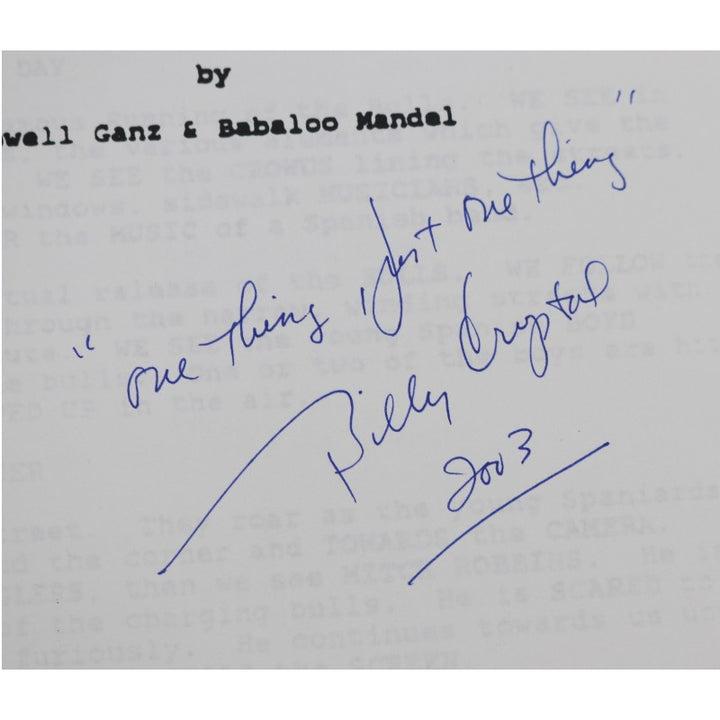 Billy Cystal Comedian Autographed Inscribed City Slickers Screenplay Script JSA COA