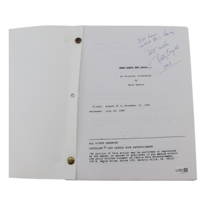 Billy Cystal Comedian Autographed Inscribed When Harry Met Sally Screenplay Script JSA COA
