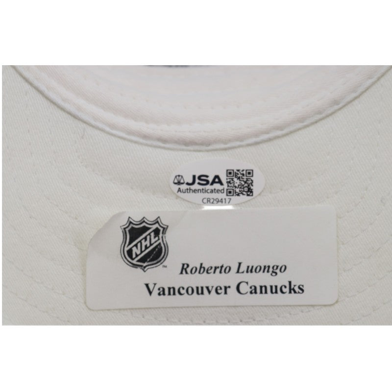 Roberto Luongo Vancover Canucks Autographed White NHL Velcro Hat JSA COA