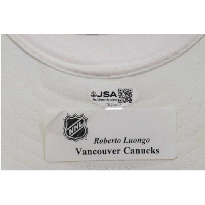 Roberto Luongo Vancover Canucks Autographed White NHL Velcro Hat JSA COA