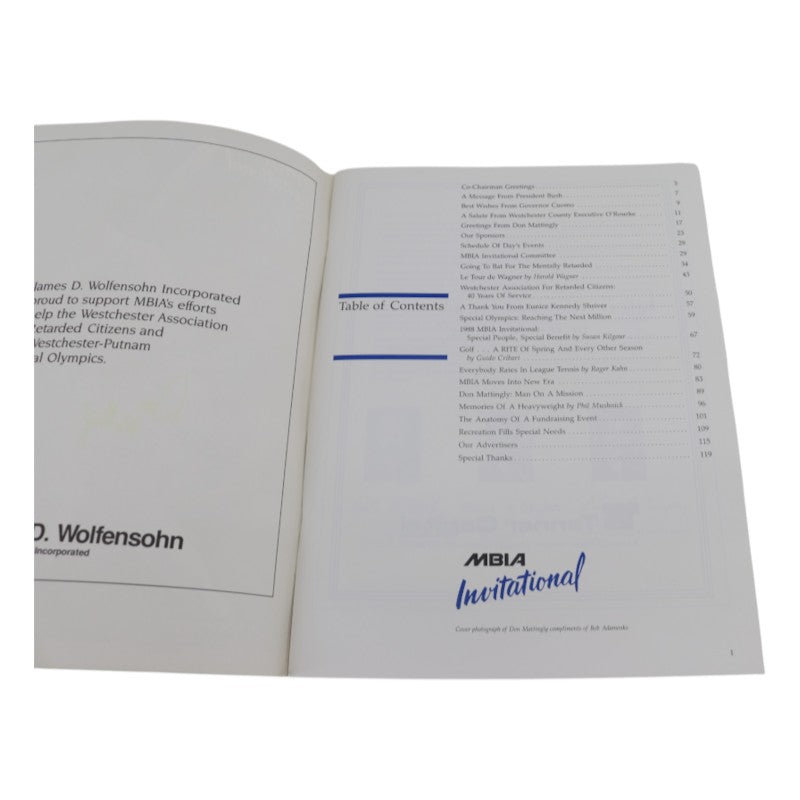 Don Mattingly Yankees Autographed MBIA Invitational August 31, 1989 Program JSA COA