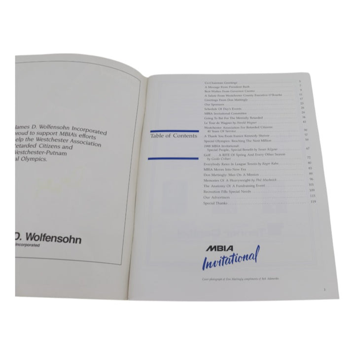 Don Mattingly Yankees Autographed MBIA Invitational August 31, 1989 Program JSA COA