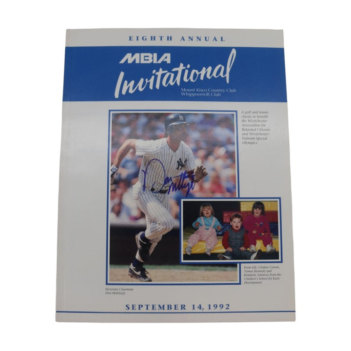 Don Mattingly Yankees Autographed MBIA Invitational September 14,1992 Program JSA COA