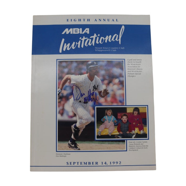 Don Mattingly Yankees Autographed MBIA Invitational September 14,1992 Program JSA COA