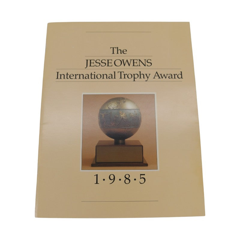 Carl Lewis Autographed 1985 The Jesse Owens International Trophy Award Program JSA COA