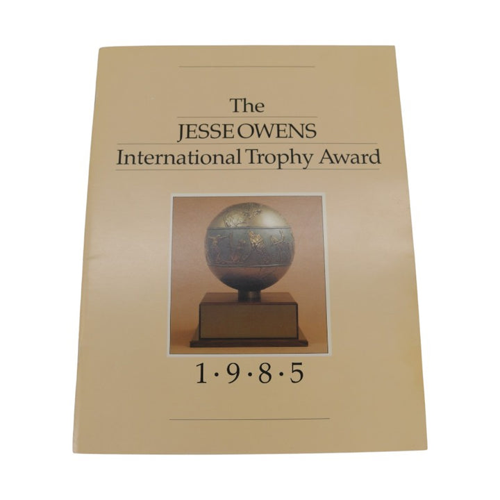Carl Lewis Autographed 1985 The Jesse Owens International Trophy Award Program JSA COA