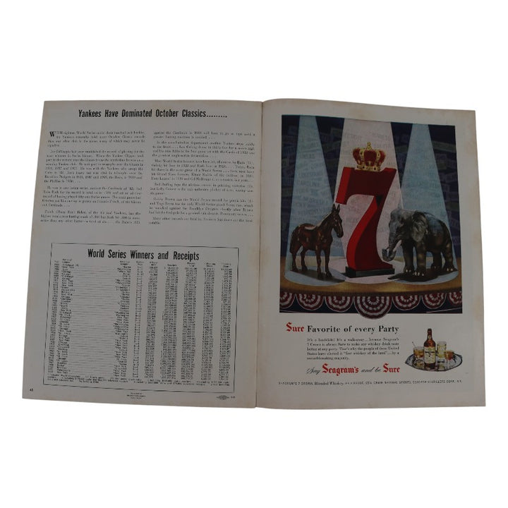 New York Yankees vs. Brooklyn Dodgers 1952 World Series 9x12 Program Scored