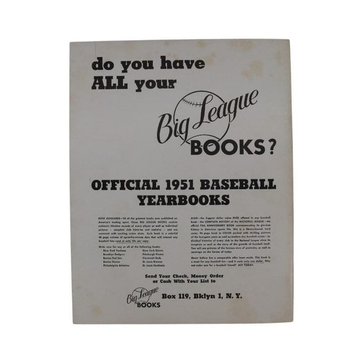 1951 Brooklyn Dodgers 9x11 Yearbook