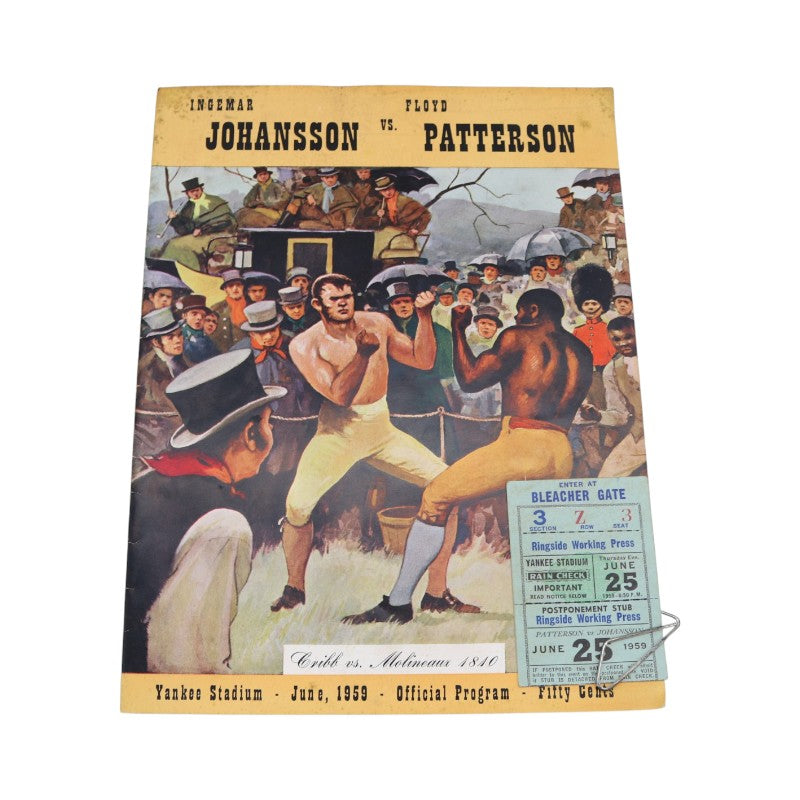Floyd Patterson vs Ingemar Johansson June 25th 1959 Program and Ticket Stub Set