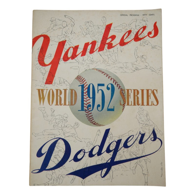 New York Yankees vs. Brooklyn Dodgers 1952 World Series 9x12 Program Scored-2