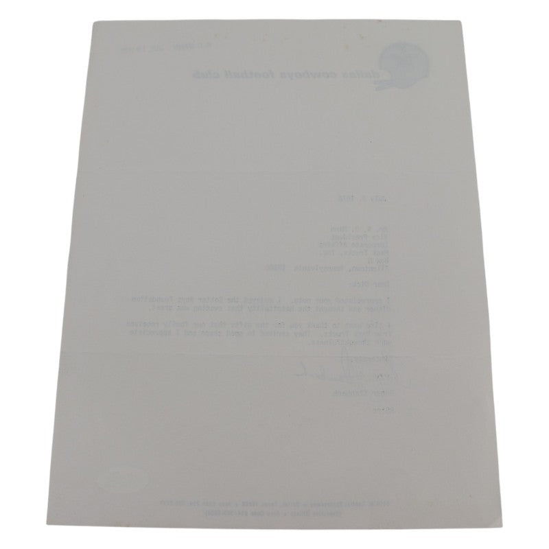 Roger Staubach Dallas Cowboys Autographed 1978 Letter JSA COA