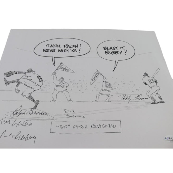 Thomson Branca Gerberg Schaap Multi Signed The Pitch Revisted 11x14 Print JSA COA