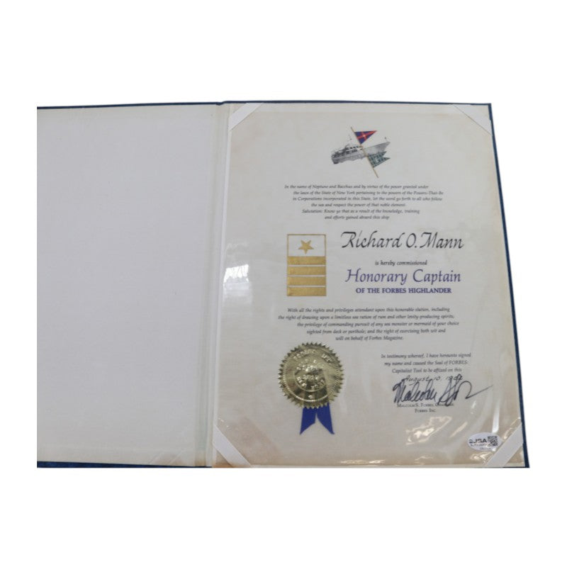 Malcolm S. Forbes Publisher of Forbes Autographed Forbes Highlander Captain Set JSA COA