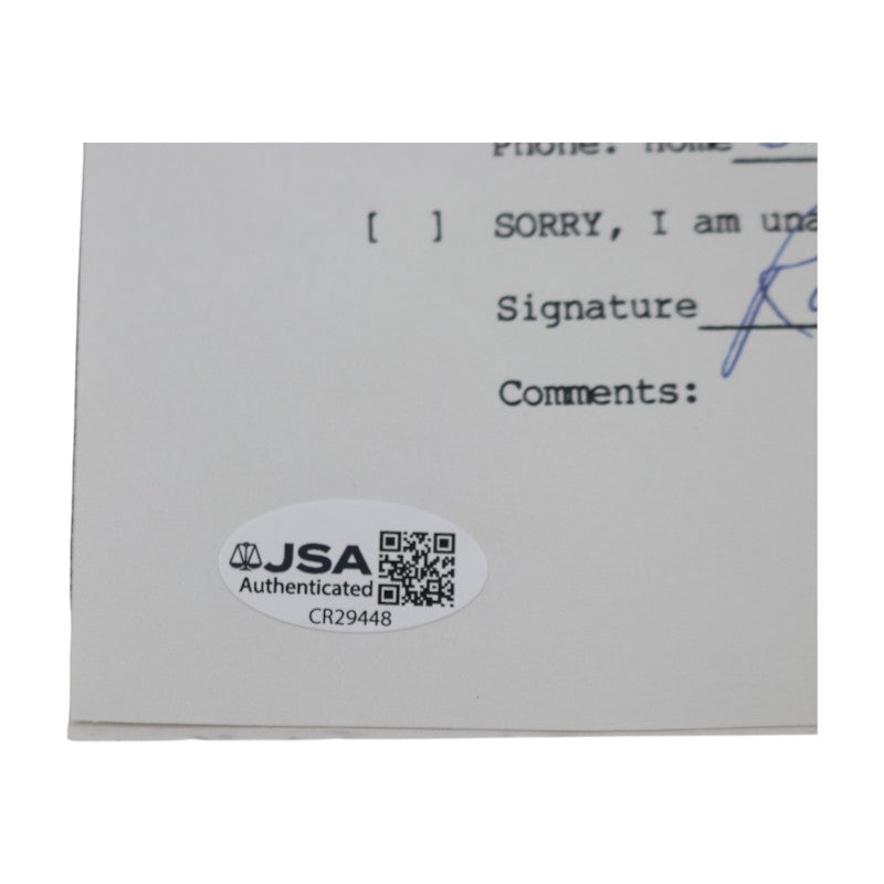 Rod Gilbert New York Rangers Signed Inscribed MBIA Invitational 6x8 RSVP Letter JSA COA