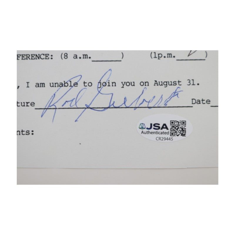 Rod Gilbert New York Rangers Signed Inscribed MBIA Invitational 6x8 RSVP Letter JSA COA