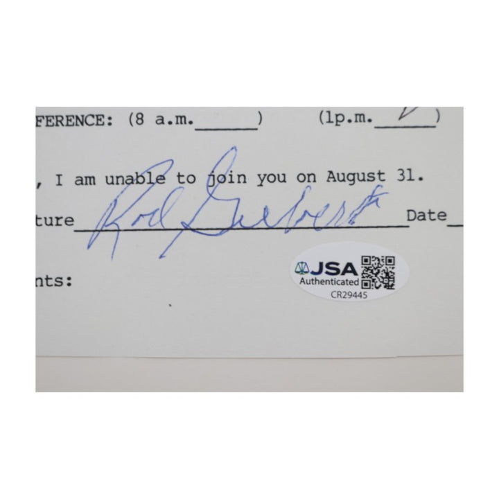 Rod Gilbert New York Rangers Signed Inscribed MBIA Invitational 6x8 RSVP Letter JSA COA