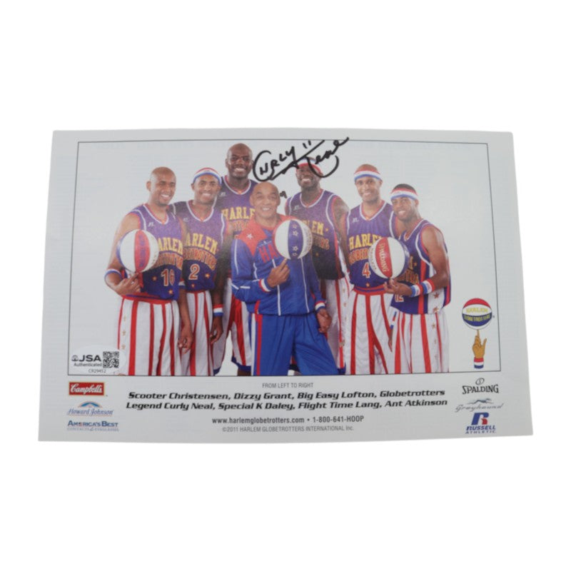 Frederick Curly Neal Harlem Globetrotters Autographed 6x9 Team Photo JSA COA