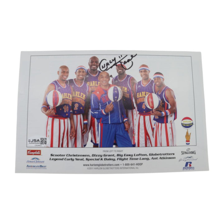 Frederick Curly Neal Harlem Globetrotters Autographed 6x9 Team Photo JSA COA