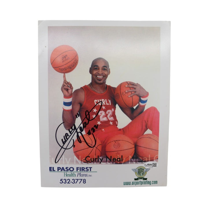 Frederick Curly Neal Harlem Globetrotters Autographed Personalized 8.5x11 Photo JSA COA