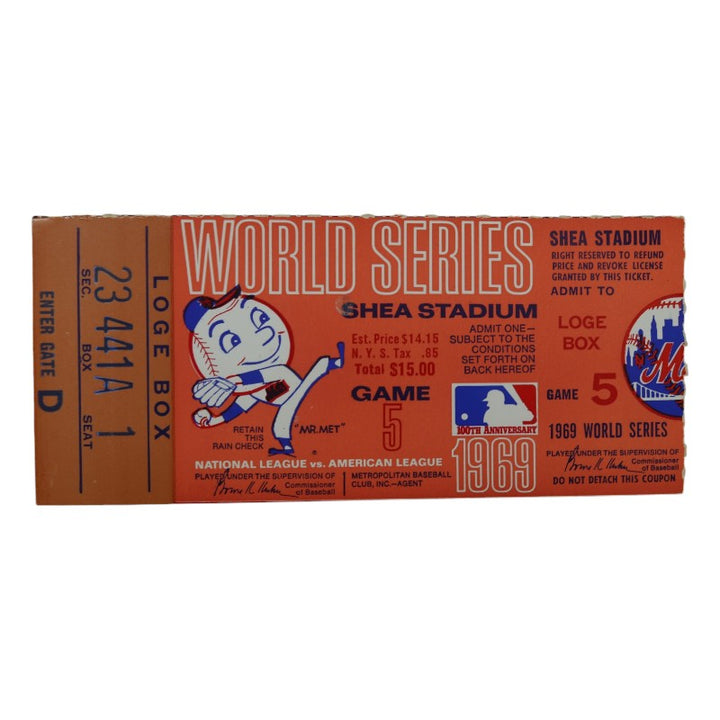 New York Mets vs. Baltimore Orioles 1969 World Series Game 5 2.5x5 Ticket