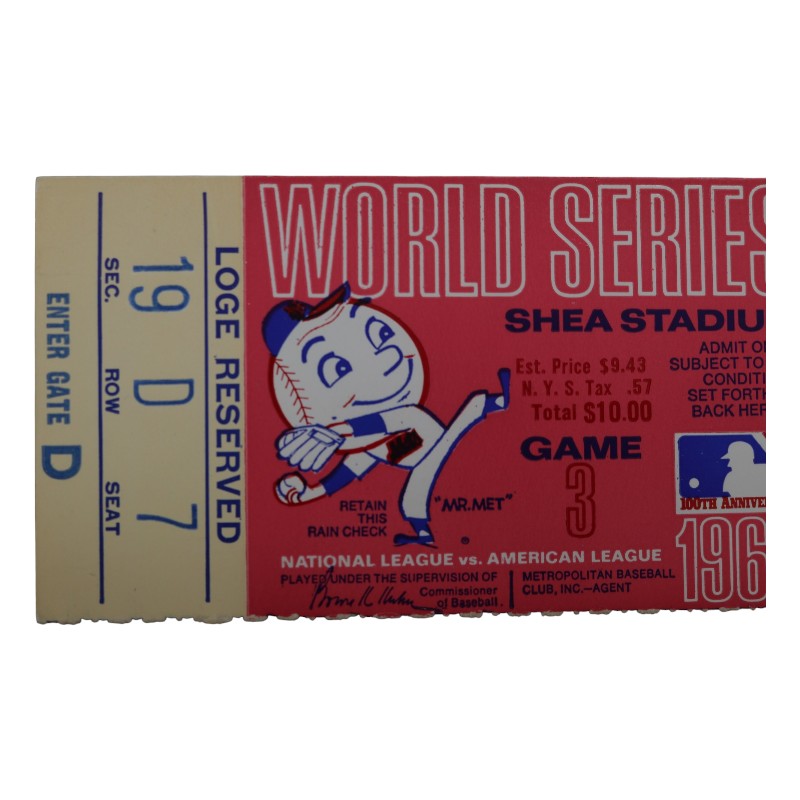 New York Mets vs. Baltimore Orioles 1969 World Series Game 3 2.5x5 Ticket