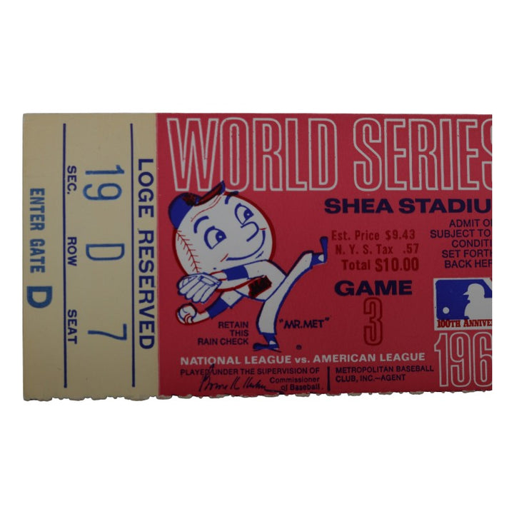 New York Mets vs. Baltimore Orioles 1969 World Series Game 3 2.5x5 Ticket