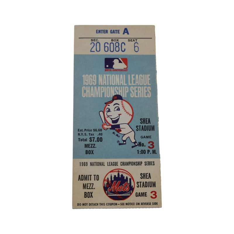 New York Mets vs Atlanta Braves 1969 NLCS Game 3 Nolan Ryan 1st Playoff Win Ticket