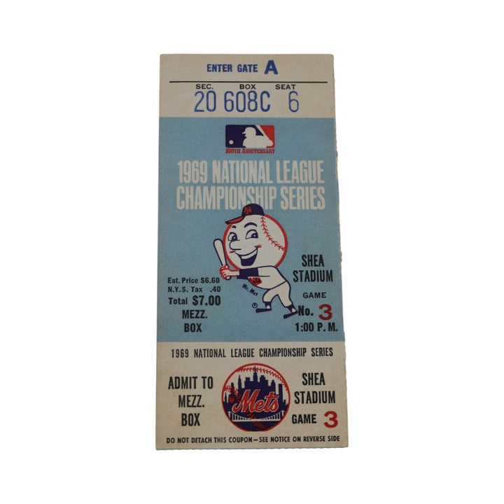 New York Mets vs Atlanta Braves 1969 NLCS Game 3 Nolan Ryan 1st Playoff Win Ticket
