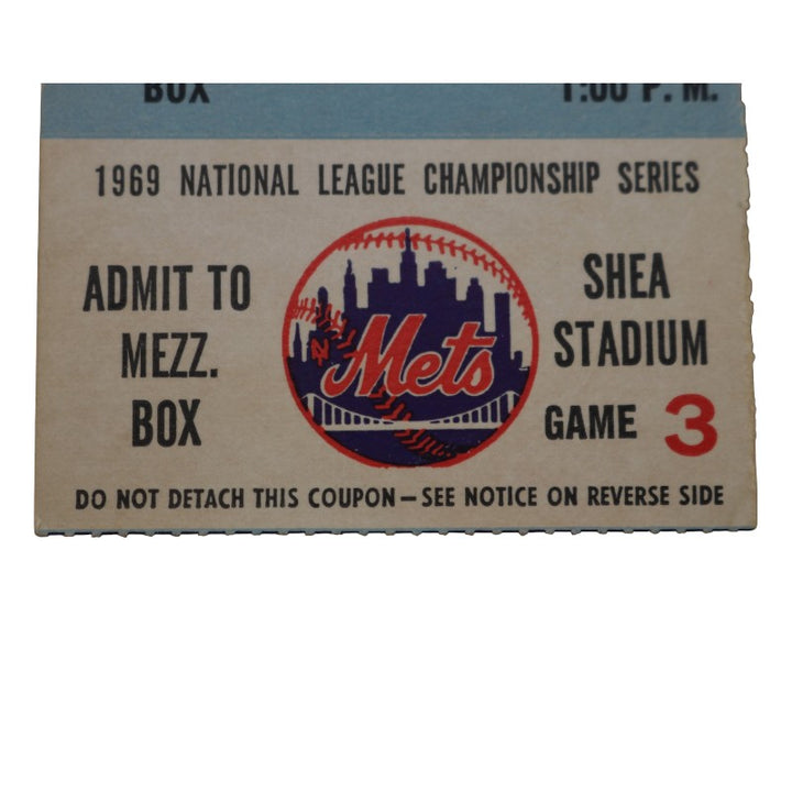 New York Mets vs Atlanta Braves 1969 NLCS Game 3 Nolan Ryan 1st Playoff Win Ticket