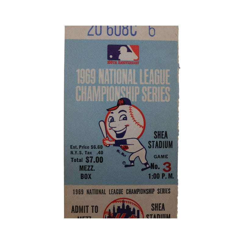 New York Mets vs Atlanta Braves 1969 NLCS Game 3 Nolan Ryan 1st Playoff Win Ticket