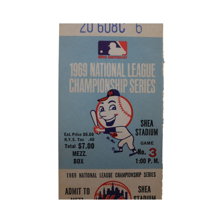 New York Mets vs Atlanta Braves 1969 NLCS Game 3 Nolan Ryan 1st Playoff Win Ticket