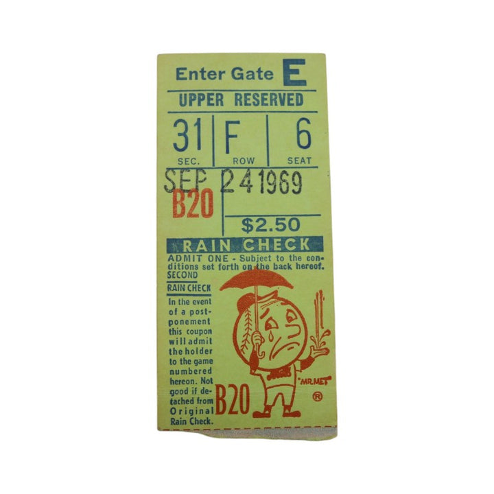 New York Mets vs. St.Louis Cardinals 9/24/69 1st NL East Clinch Ticket