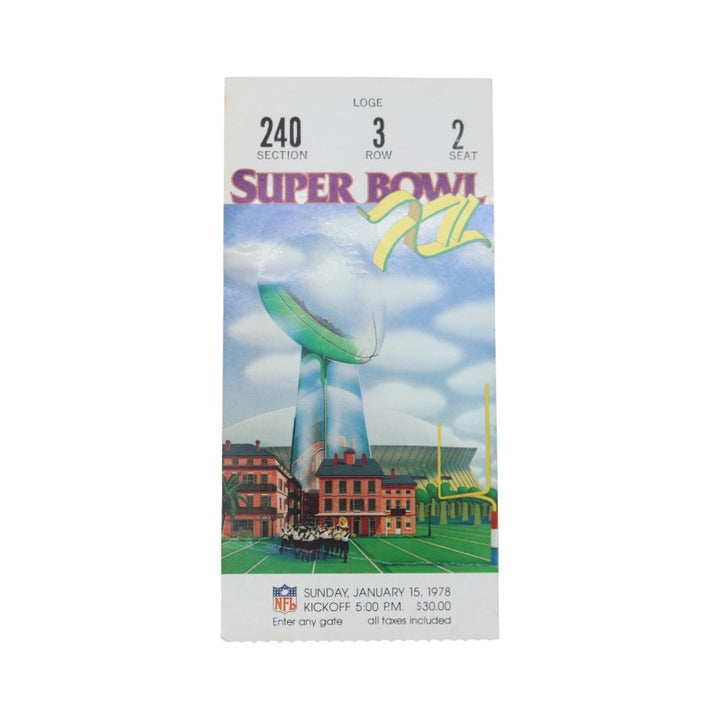 Dallas Cowboys vs Broncos January 15th 1978 NFL Super Bowl XII 200 Lvl Ticket