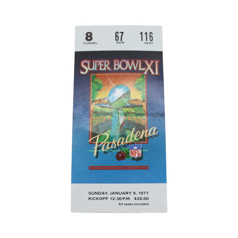 Raiders vs. Vikings January 9th 1977 NFL Super Bowl XI Ticket Stub Ripped