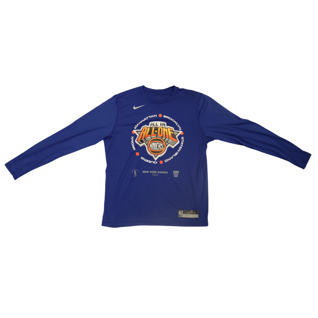 RJ Barrett Nike New York Knicks Team Issued 2023 Dri Fit Long Sleeve Shooting Shirt
