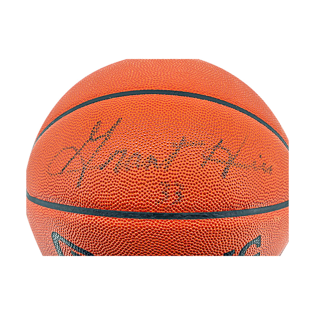 Grant & Calvin Hill Autographed Spalding NBA Basketball JSA COA