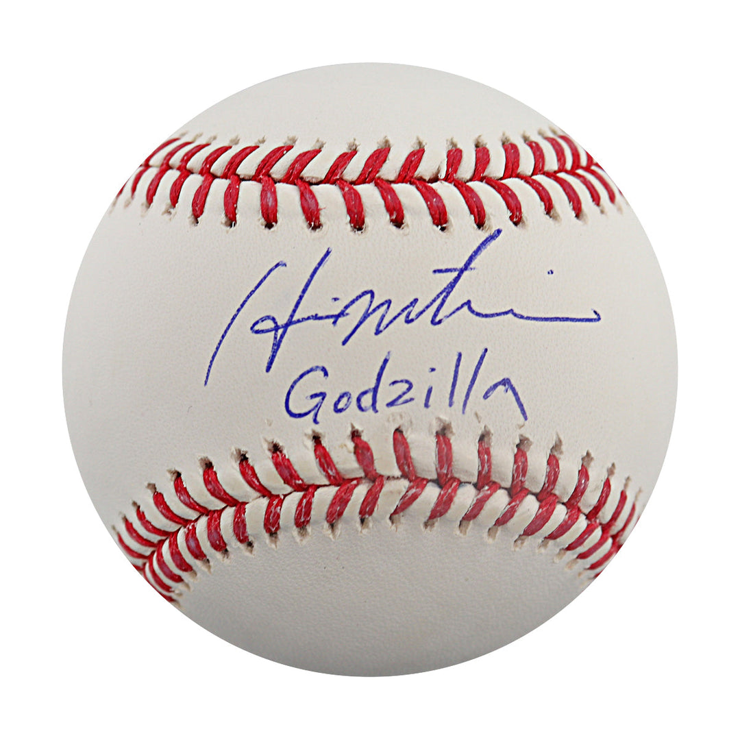 Hideki Matsui New York Yankees Autographed Inscribed Godzilla OMLB Baseball Beckett