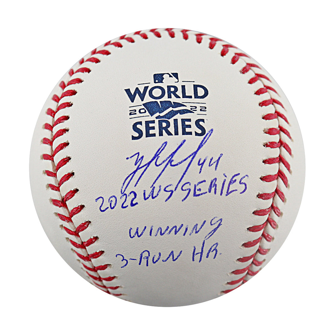 Yordan Alvarez Houston Astros Autographed Inscribed 2022 WS Winning 3-Run HR 2022 World Series Logo Baseball Beckett