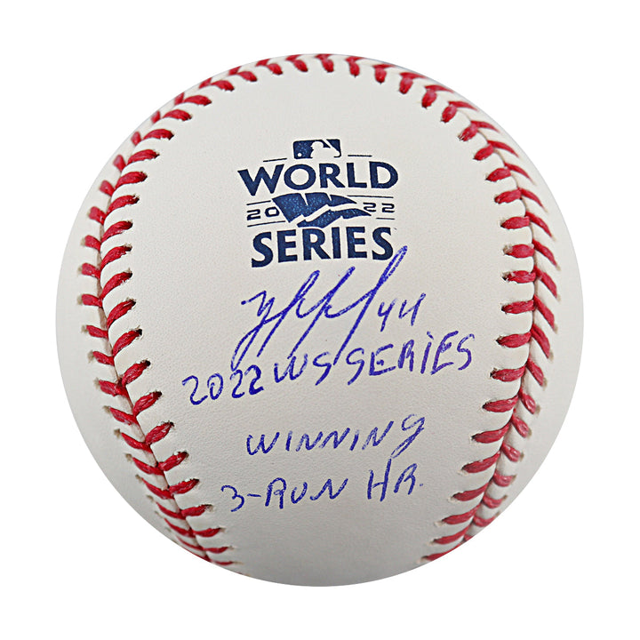 Yordan Alvarez Houston Astros Autographed Inscribed 2022 WS Winning 3-Run HR 2022 World Series Logo Baseball Beckett