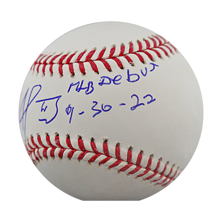 Francisco Alvarez New York Mets Autographed Inscribed MLB Debut 9.30.22 OMLB Baseball Beckett