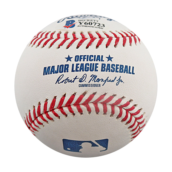 Ronald Acuna Jr Atlanta Braves Autographed Inscribed 2018 NL ROY OMLB Baseball Beckett