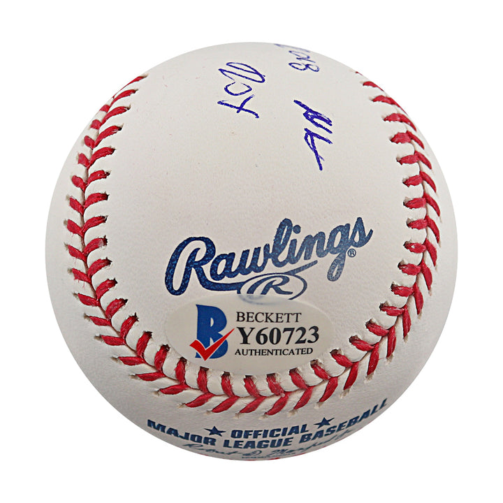 Ronald Acuna Jr Atlanta Braves Autographed Inscribed 2018 NL ROY OMLB Baseball Beckett