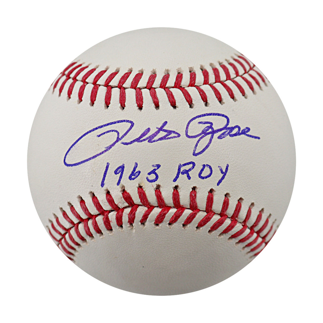Pete Rose Cincinnati Reds Autographed Inscribed ROY OMLB Baseball JSA COA