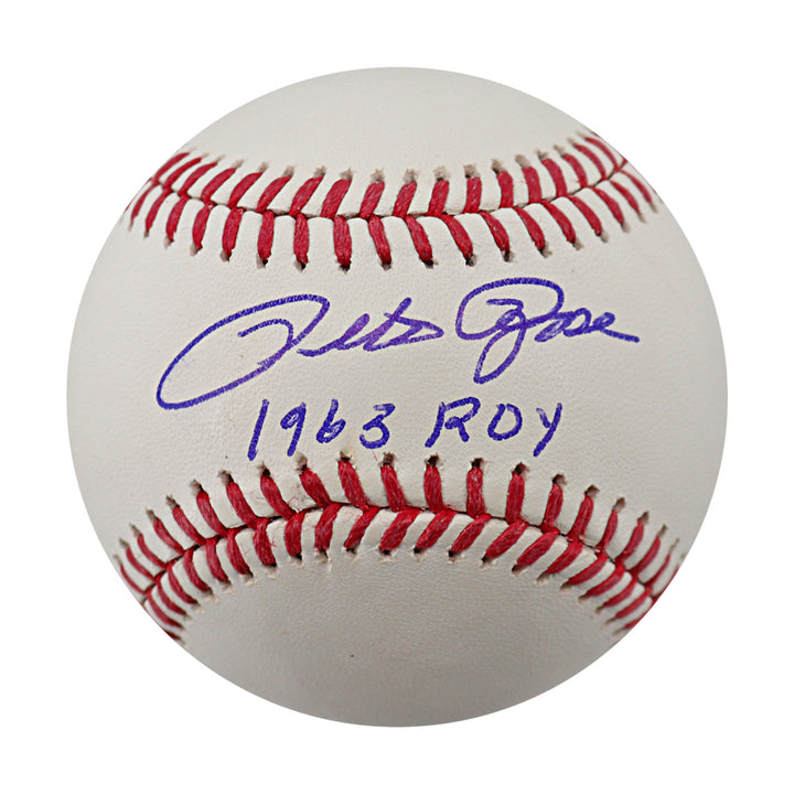 Pete Rose Cincinnati Reds Autographed Inscribed ROY OMLB Baseball JSA COA