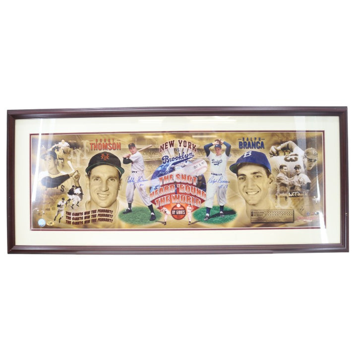 Bobby Thompson Ralph Branca Signed 36 x 12 Framed Panoramic MAB COA 