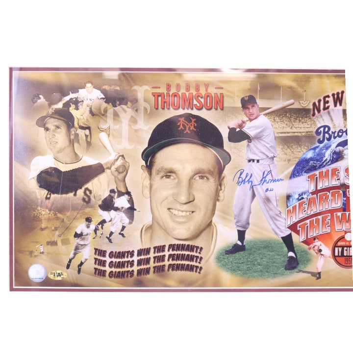 Bobby Thompson Ralph Branca Signed 36 x 12 Framed Panoramic MAB COA