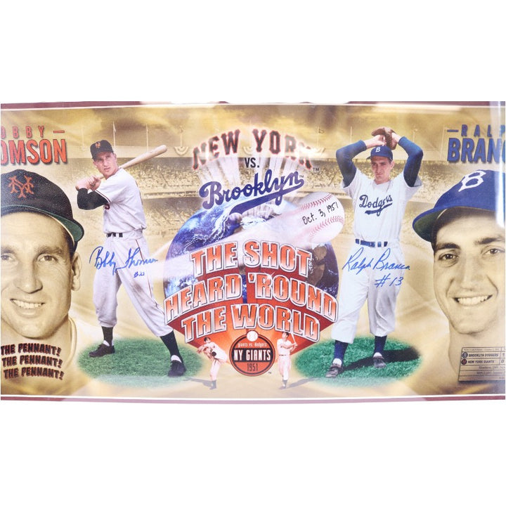 Bobby Thompson Ralph Branca Signed 36 x 12 Framed Panoramic MAB COA
