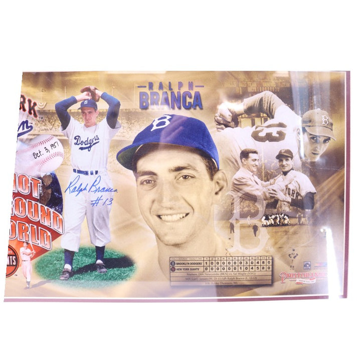 Bobby Thompson Ralph Branca Signed 36 x 12 Framed Panoramic MAB COA