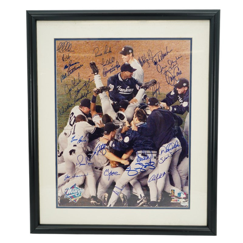 Jeter Rivera 1998 New York Yankees World Series Team Signed 16x20 Framed Photo LE 123/125 Steiner COA