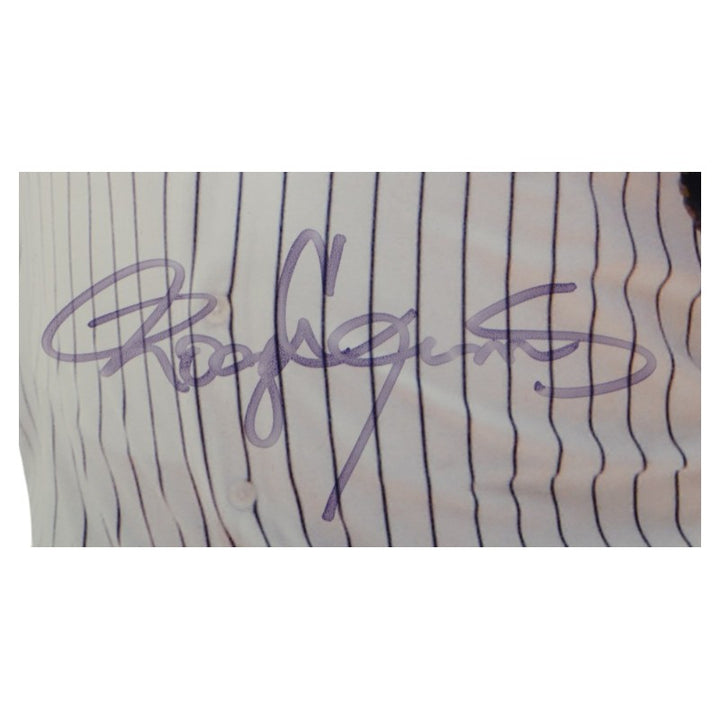 Roger Clemens NY Yankees Signed 8x10 Photo Game Used Dirt Collage Steiner LOA